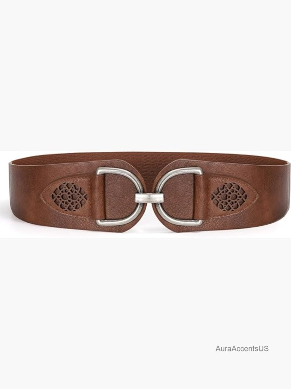Vintage Stretchy Wide Belt Chunky Buckle Elastic Waist Belt for Dresses Coats